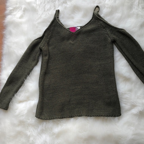 Open shoulder sweater army green - Picture 1 of 2